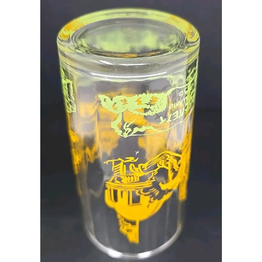 Vintage Davy Crockett Glass Yellow Tumbler Approx. Size: 5-1/2